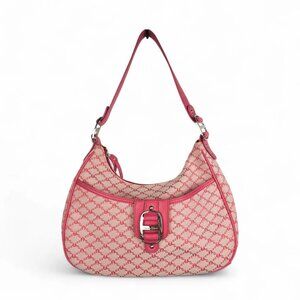 VTG Etienne Aigner Pink Signature Jacquard Hobo Bag Y2K Shoulder Purse Buckle
